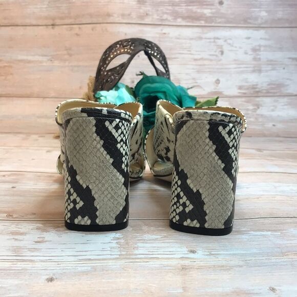 Nine West Snake Print GIGI Block Heel Sandals - Picture 5 of 7